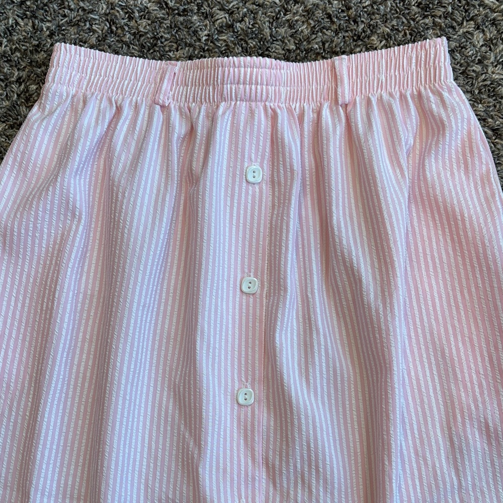 Vintage Pink Seersucker Button-Down Skirt